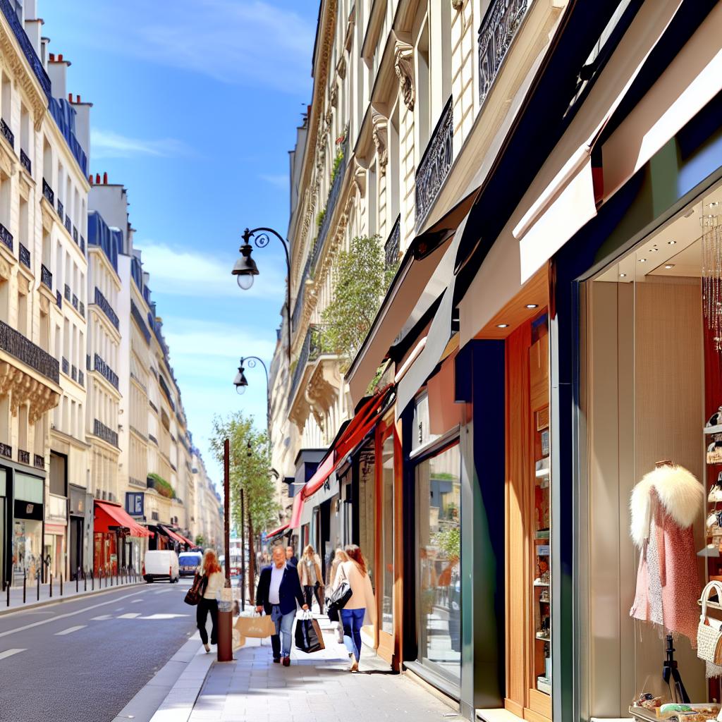 Famous shopping streets in Paris (e.g., Rue Saint-Honoré)